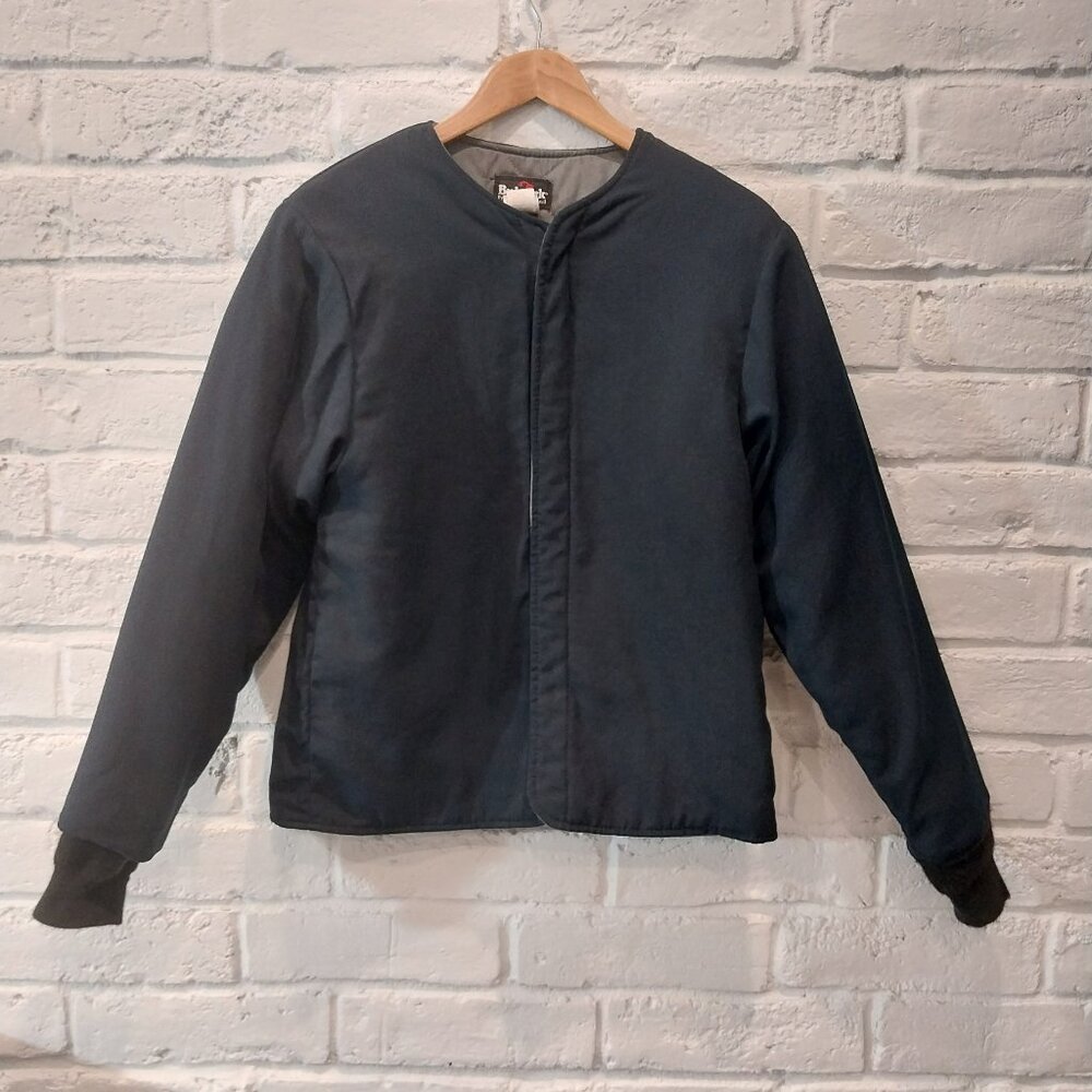 Bulwark Flame Resistant Jacket Mens Small Midweight Snap Buttons FR Nomex Blue.